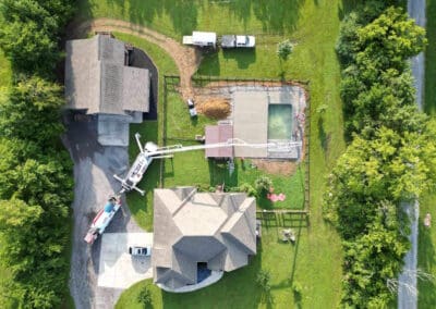 Birds eye view of Pump It Up Concrete worksite