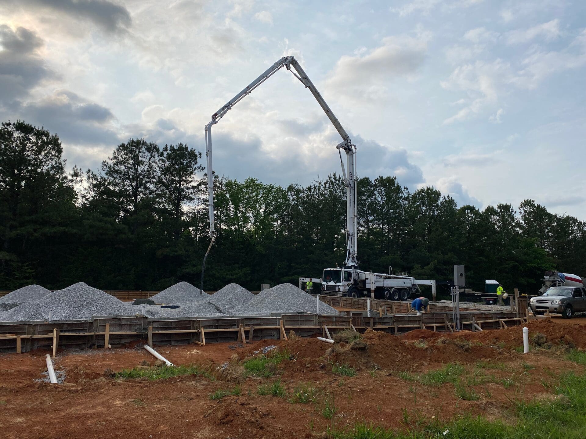 Crane next to Rock pile