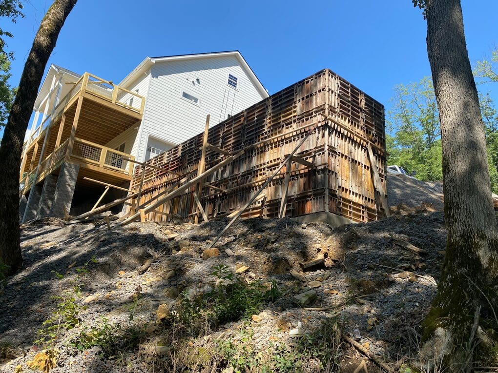 Large concrete set up next to a house