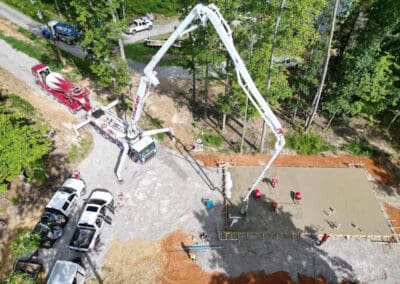 Pump It Up Concrete boom pump being used for concrete slab construction