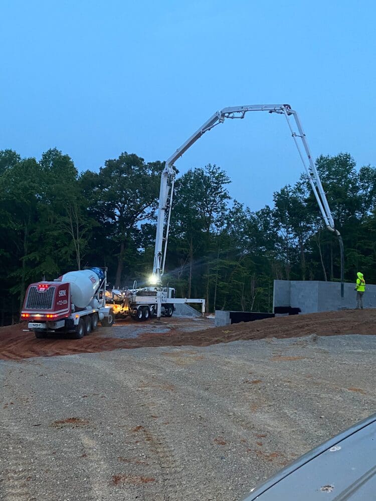 Crane next to Rock pile